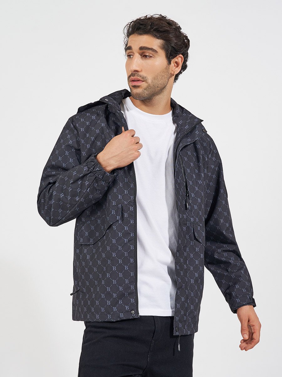 All Over Print Lined Parka Jacket with Concealed Pocket Detail