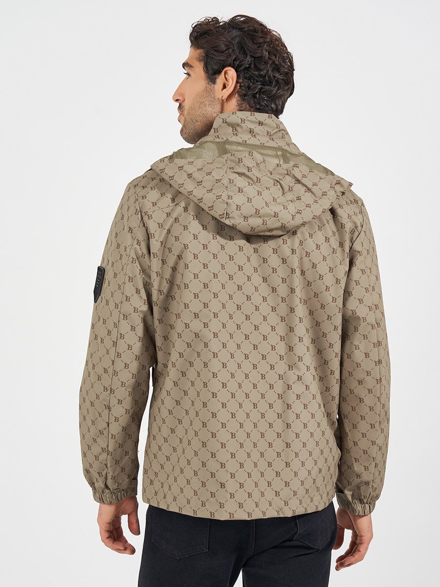 All Over Print Lined Parka Jacket with Concealed Pocket Detail
