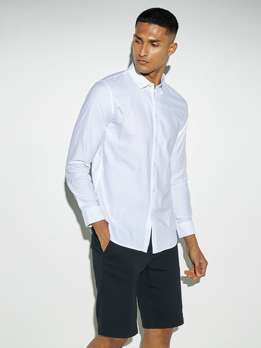 Solid Oxford Shirt with Long Sleeves