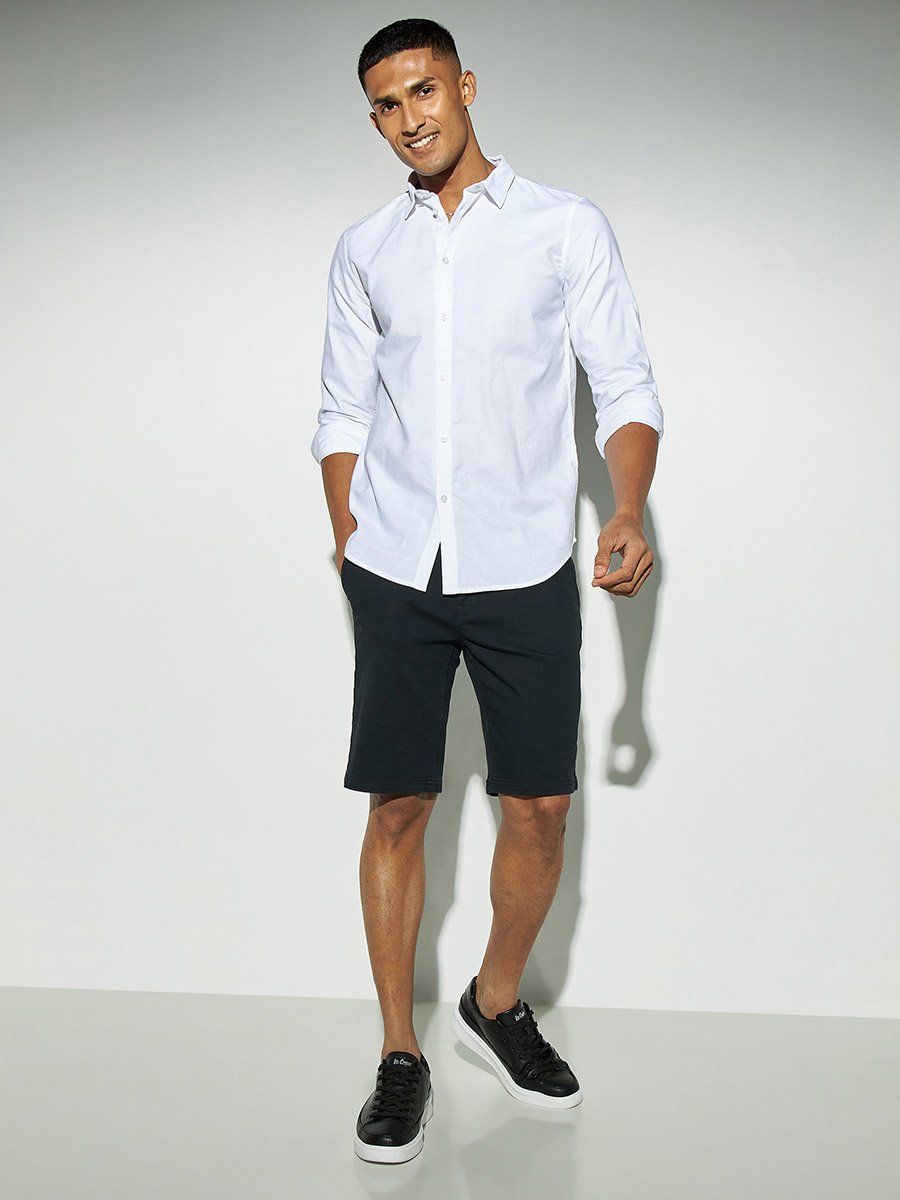 Solid Oxford Shirt with Long Sleeves