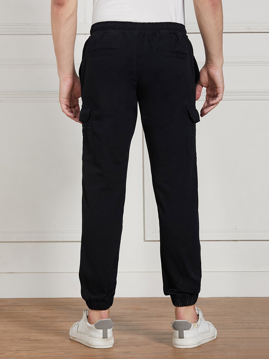 Cotton Lycra Solid Stretchable Regular Fit Cargo Joggers