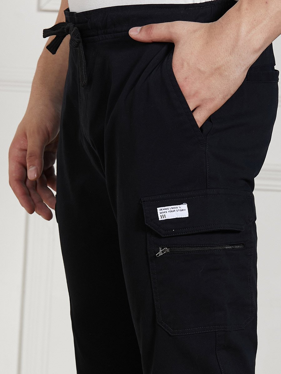 Cotton Lycra Solid Stretchable Regular Fit Cargo Joggers