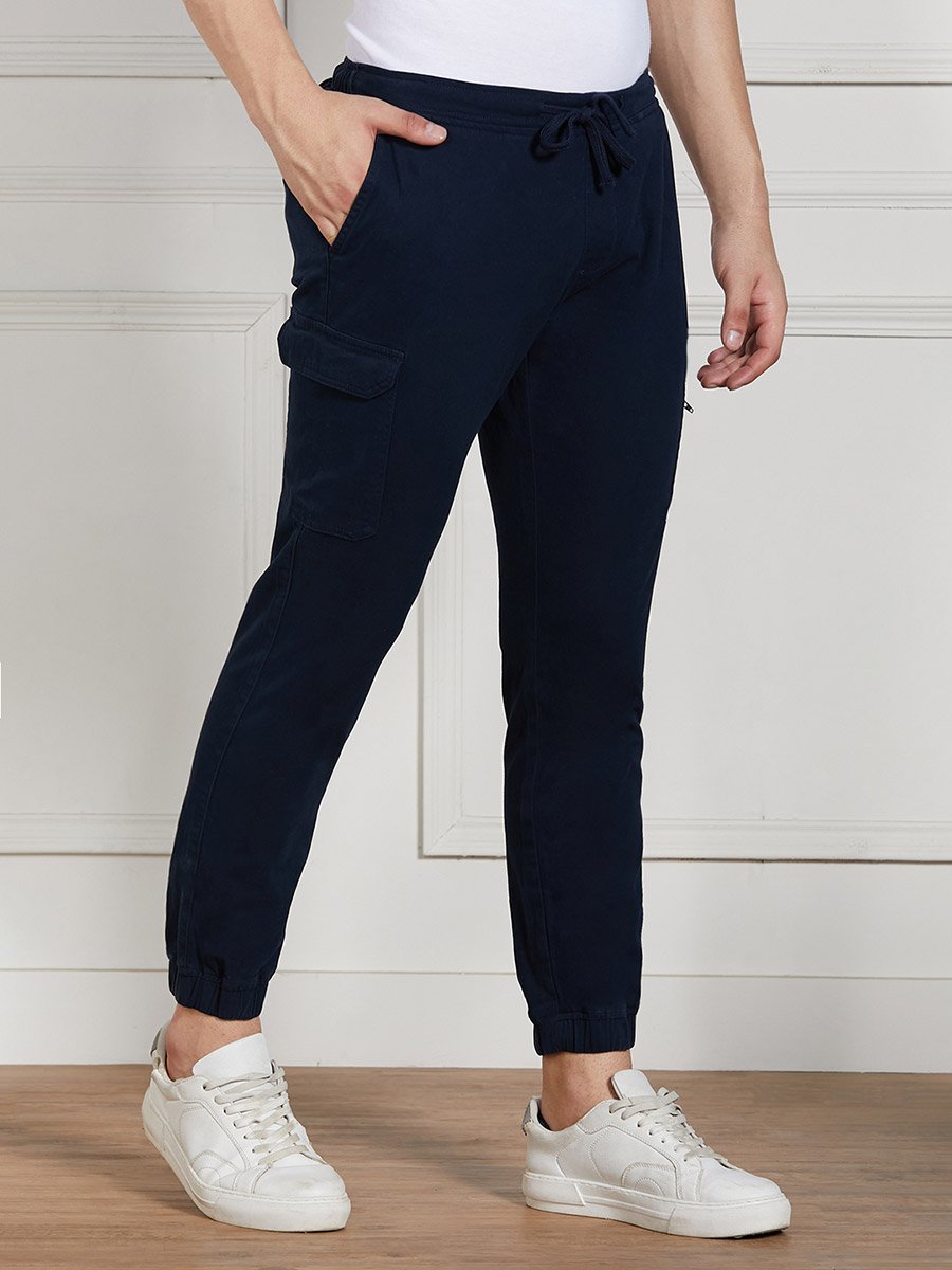 Cotton Lycra Solid Stretchable Regular Fit Cargo Joggers