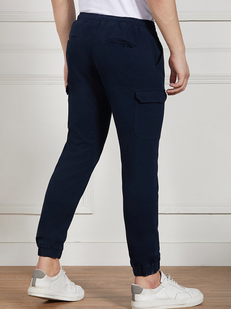 Cotton Lycra Solid Stretchable Regular Fit Cargo Joggers