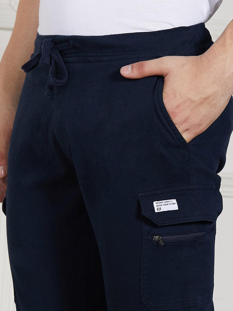 Cotton Lycra Solid Stretchable Regular Fit Cargo Joggers