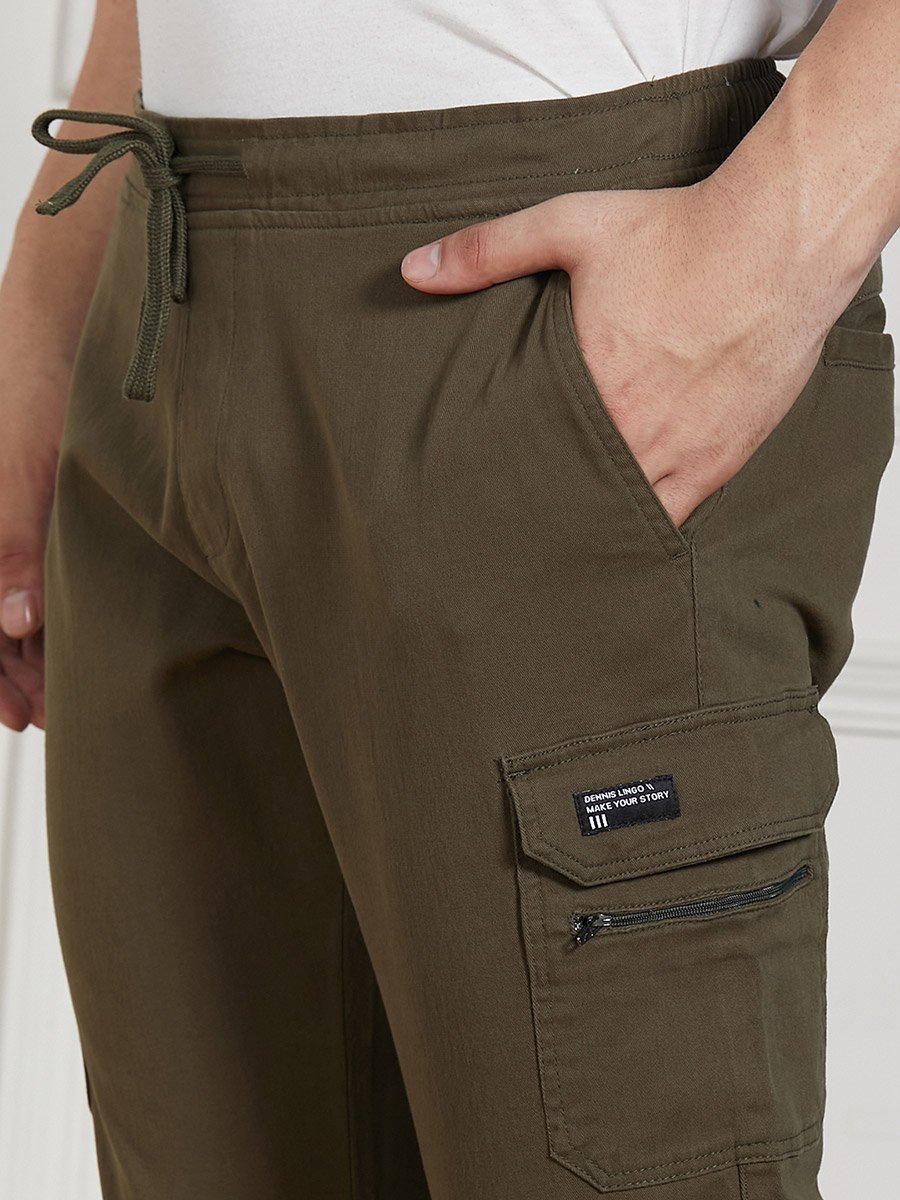 Cotton Lycra Solid Stretchable Regular Fit Cargo Joggers