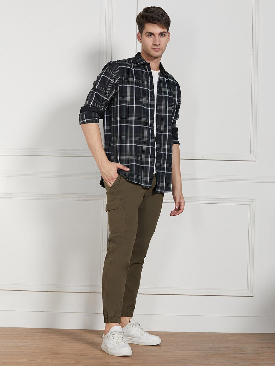 Cotton Lycra Solid Stretchable Regular Fit Cargo Joggers