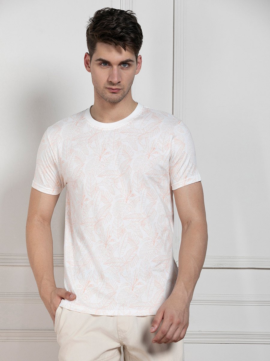 Regular Fit All Over Leaf Print T-Shirt