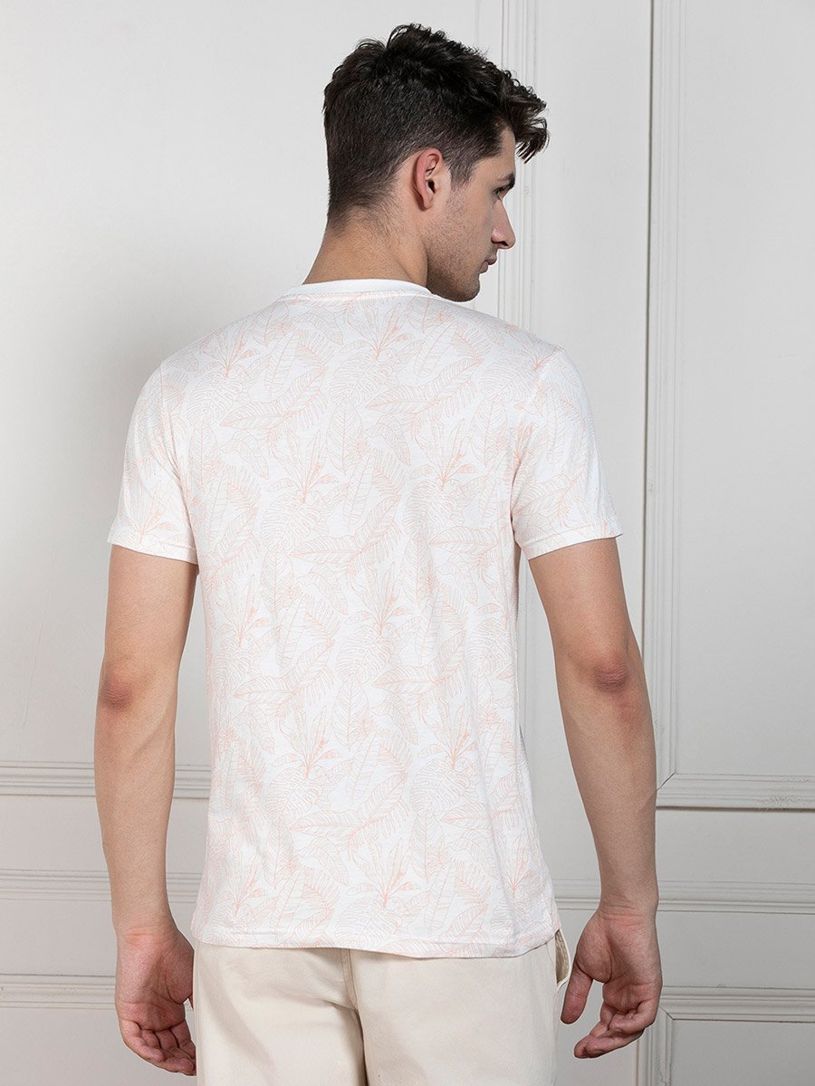 Regular Fit All Over Leaf Print T-Shirt