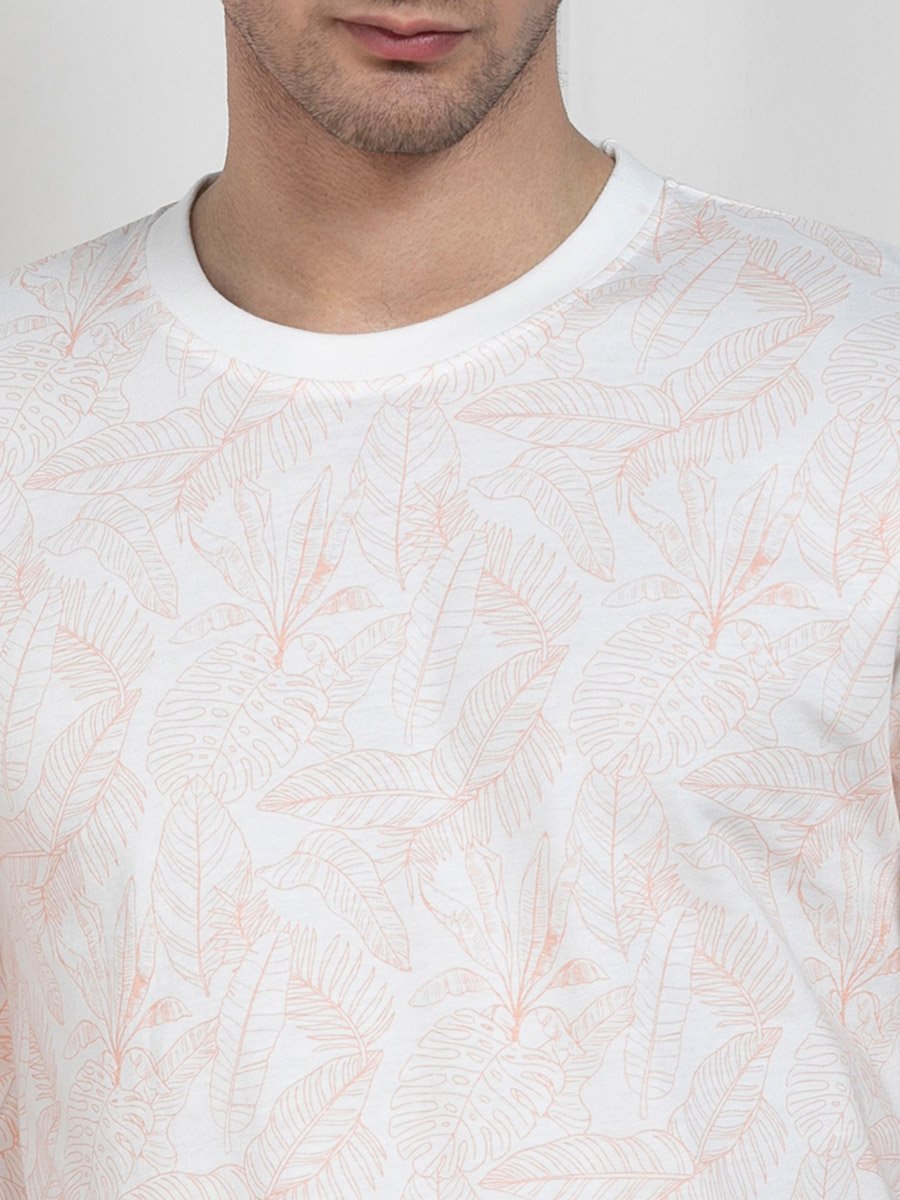 Regular Fit All Over Leaf Print T-Shirt