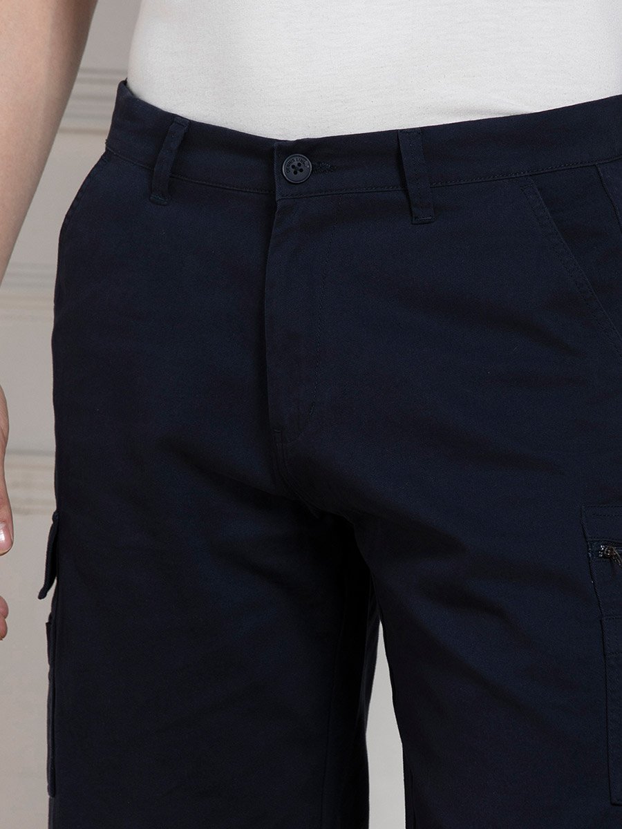 Relaxed Fit Mid Rise Cargo Pockets Shorts