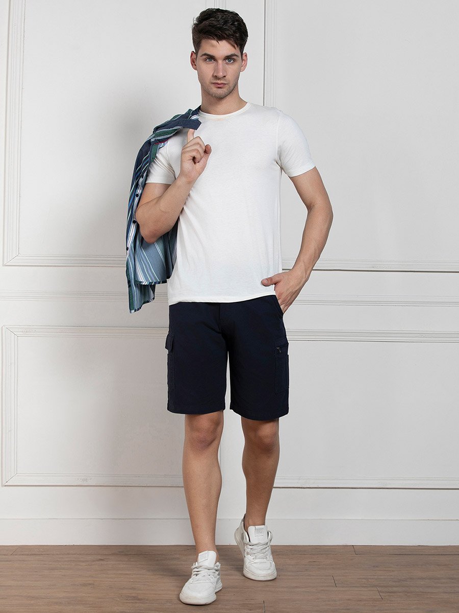 Relaxed Fit Mid Rise Cargo Pockets Shorts