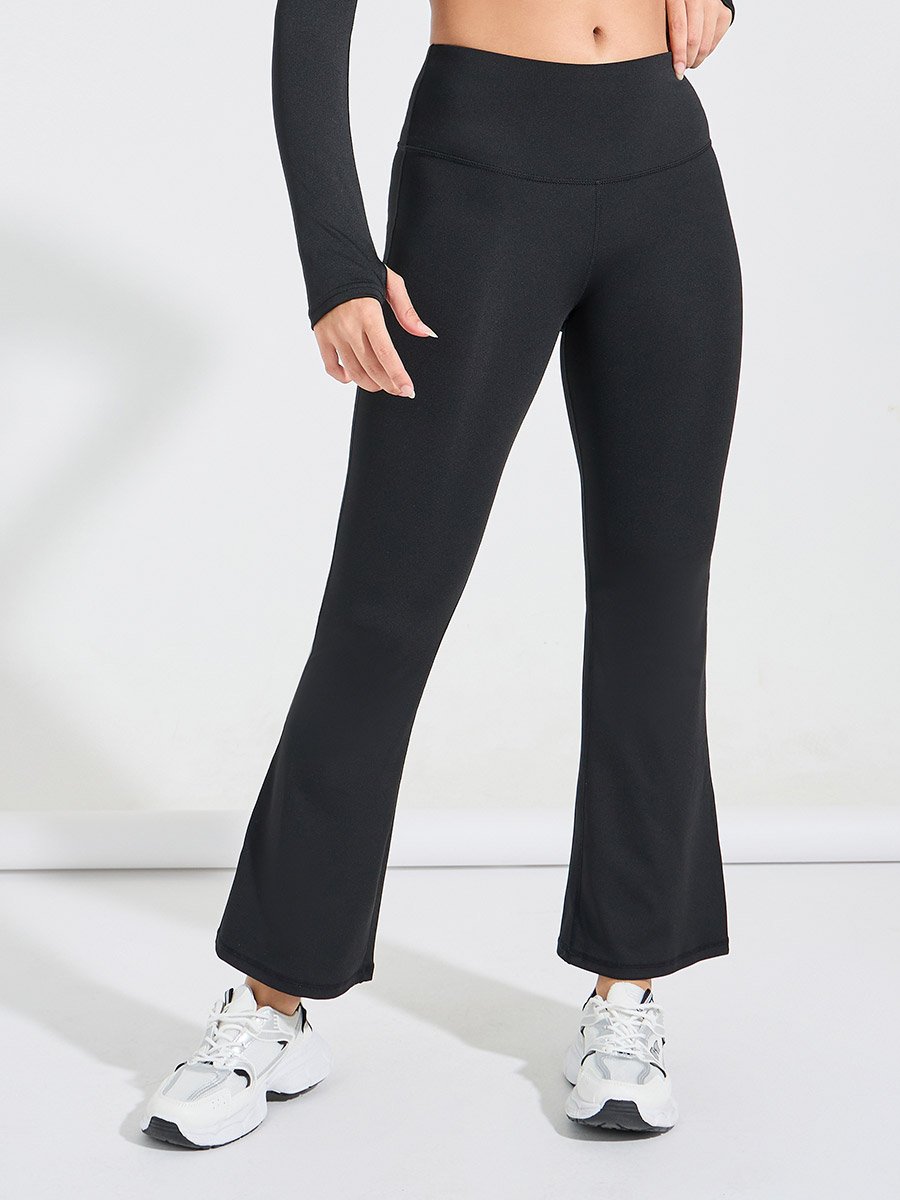 Seam and Thumbhole Detail Jacket and Broad Waist Flared Legging Set
