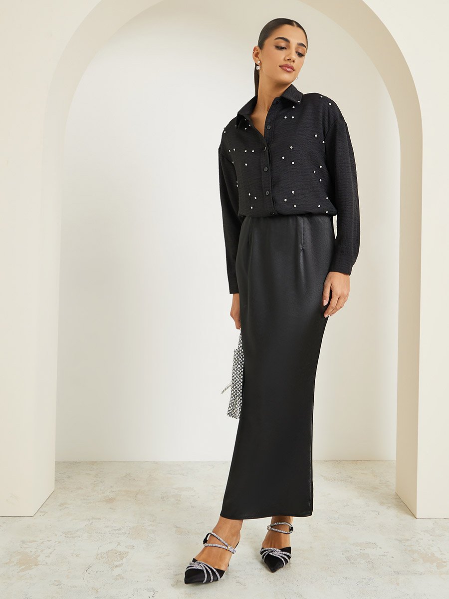 Women Embellished Longline Shirt