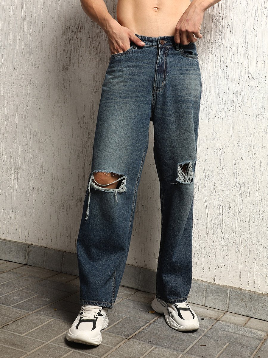 Mid Rise Ripped Baggy Jeans