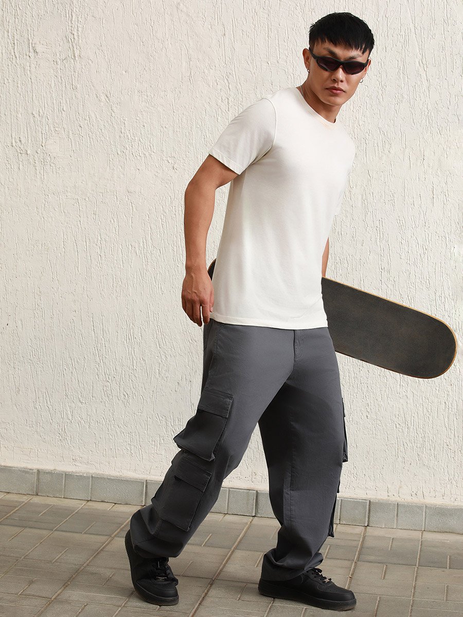Straight Fit Double Cargo Pocket Pants