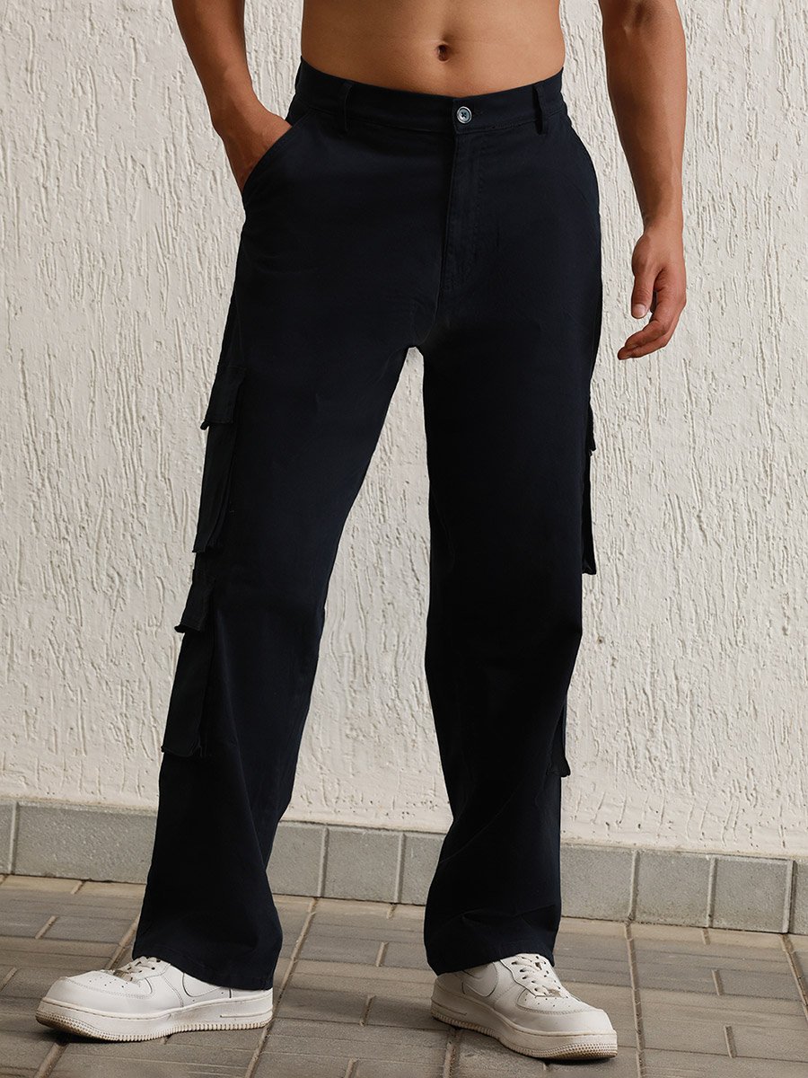 Straight Fit Double Cargo Pocket Pants
