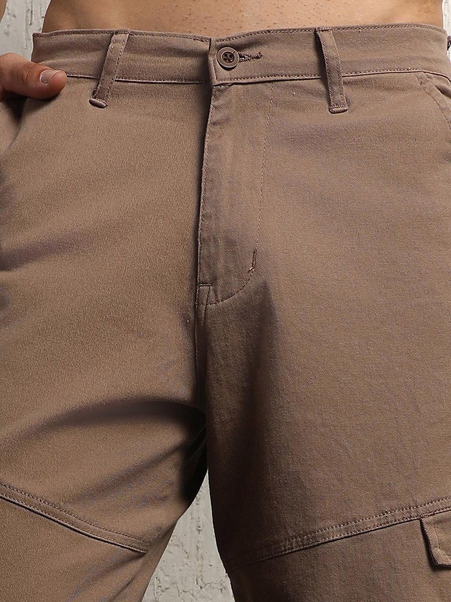 Solid Cuffed Pants with Flap Detail