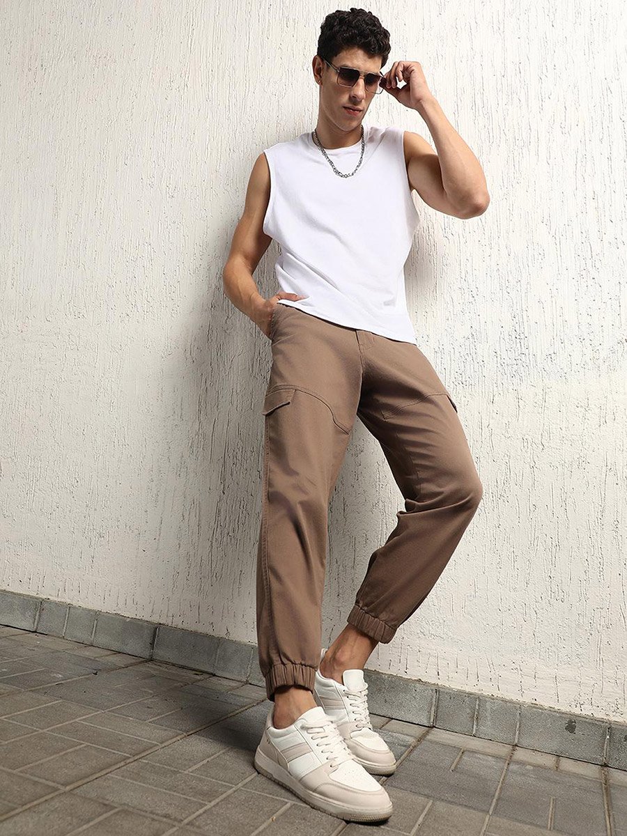 Solid Cuffed Pants with Flap Detail