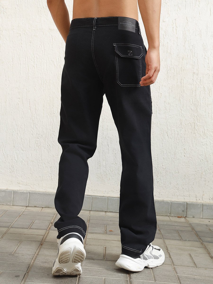 Relaxed Fit Cargo Pants with Contrast Stitch Detail