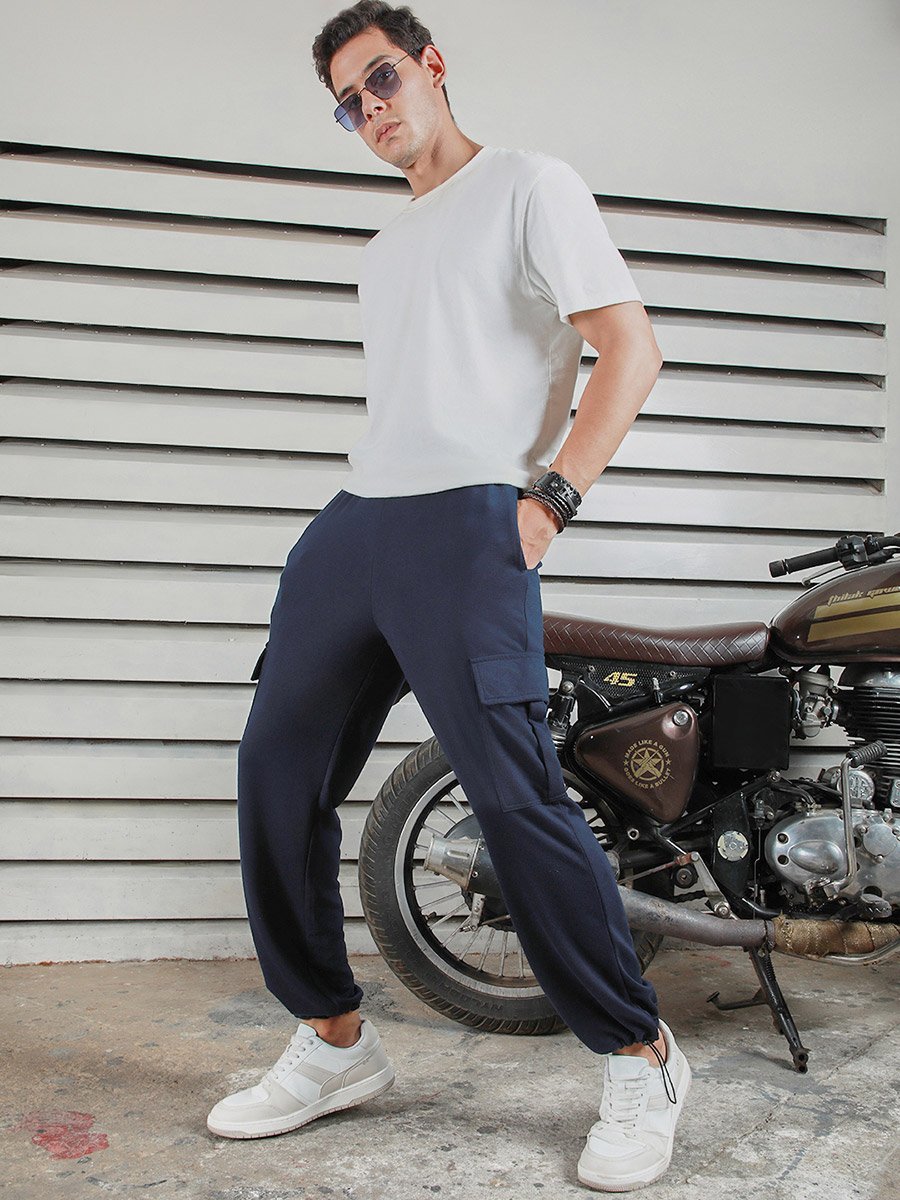 Straight Fit Cargo Pants with Toggle Detail