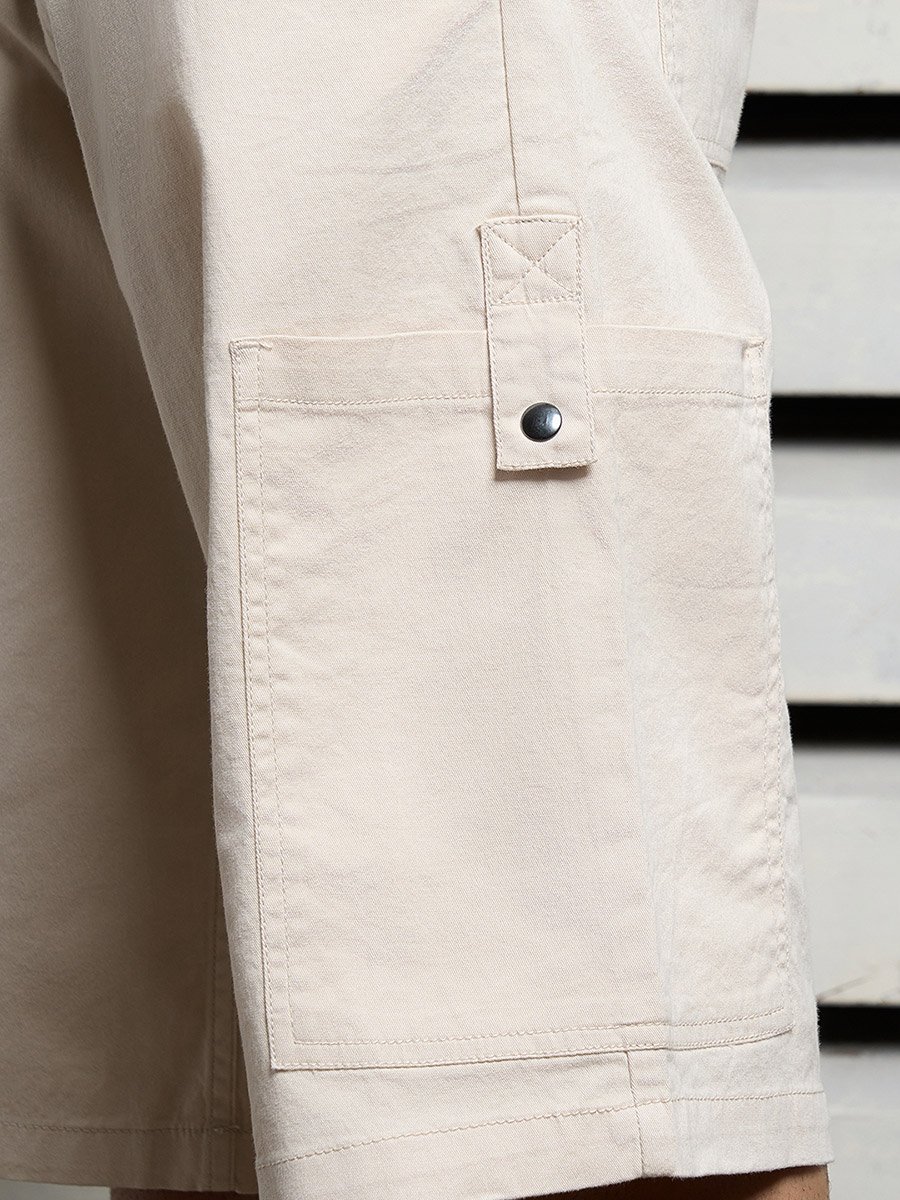 Solid Cargo Shorts with Belt Loops