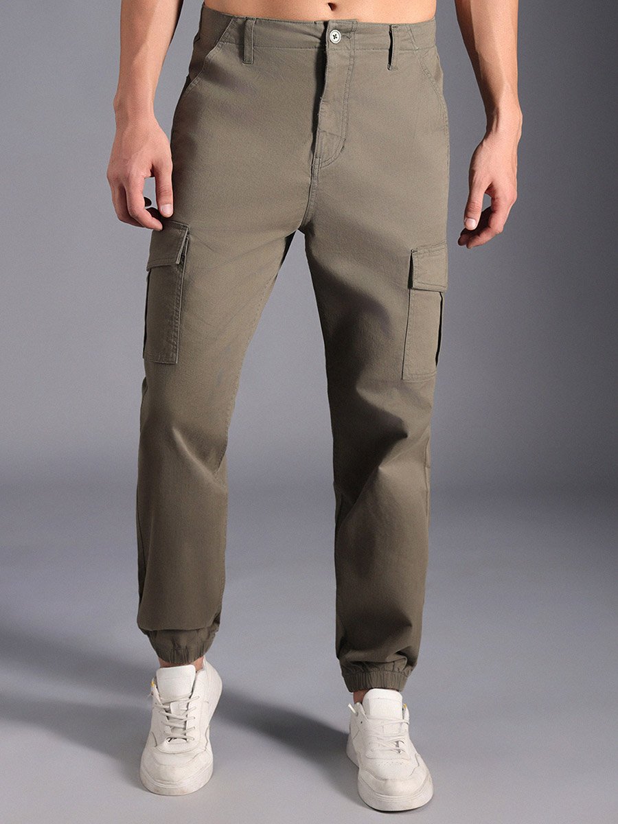 Straight Fit Mid Rise Cuffed Cargo Pants