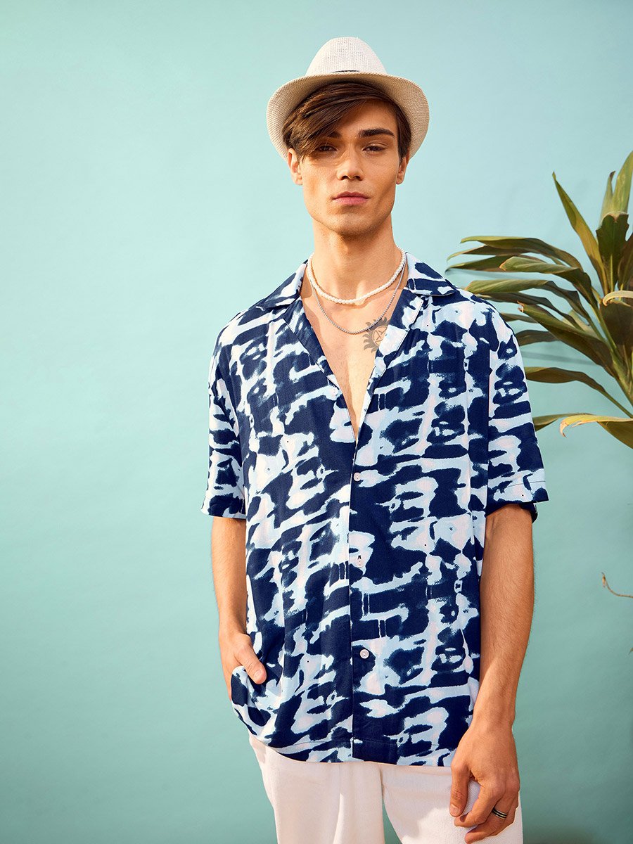 Tie and Dye Print Relaxed Fit Shirt