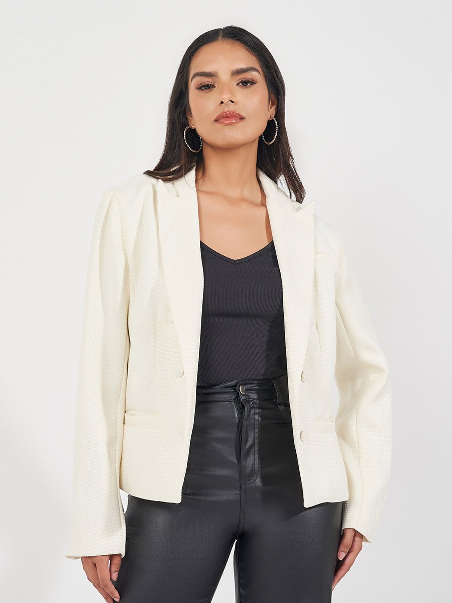 Regular Fit Short Length Double Breasted Tweed Blazer