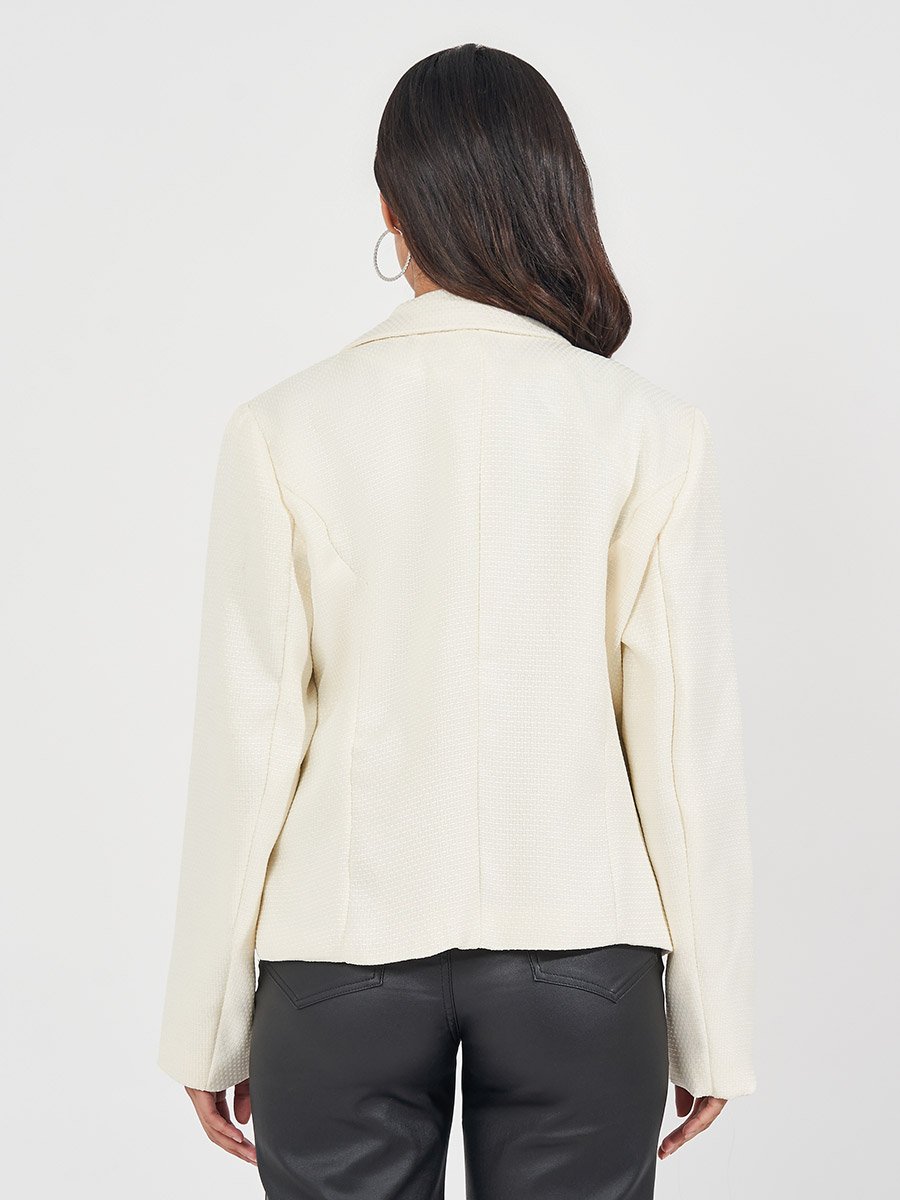 Regular Fit Short Length Double Breasted Tweed Blazer