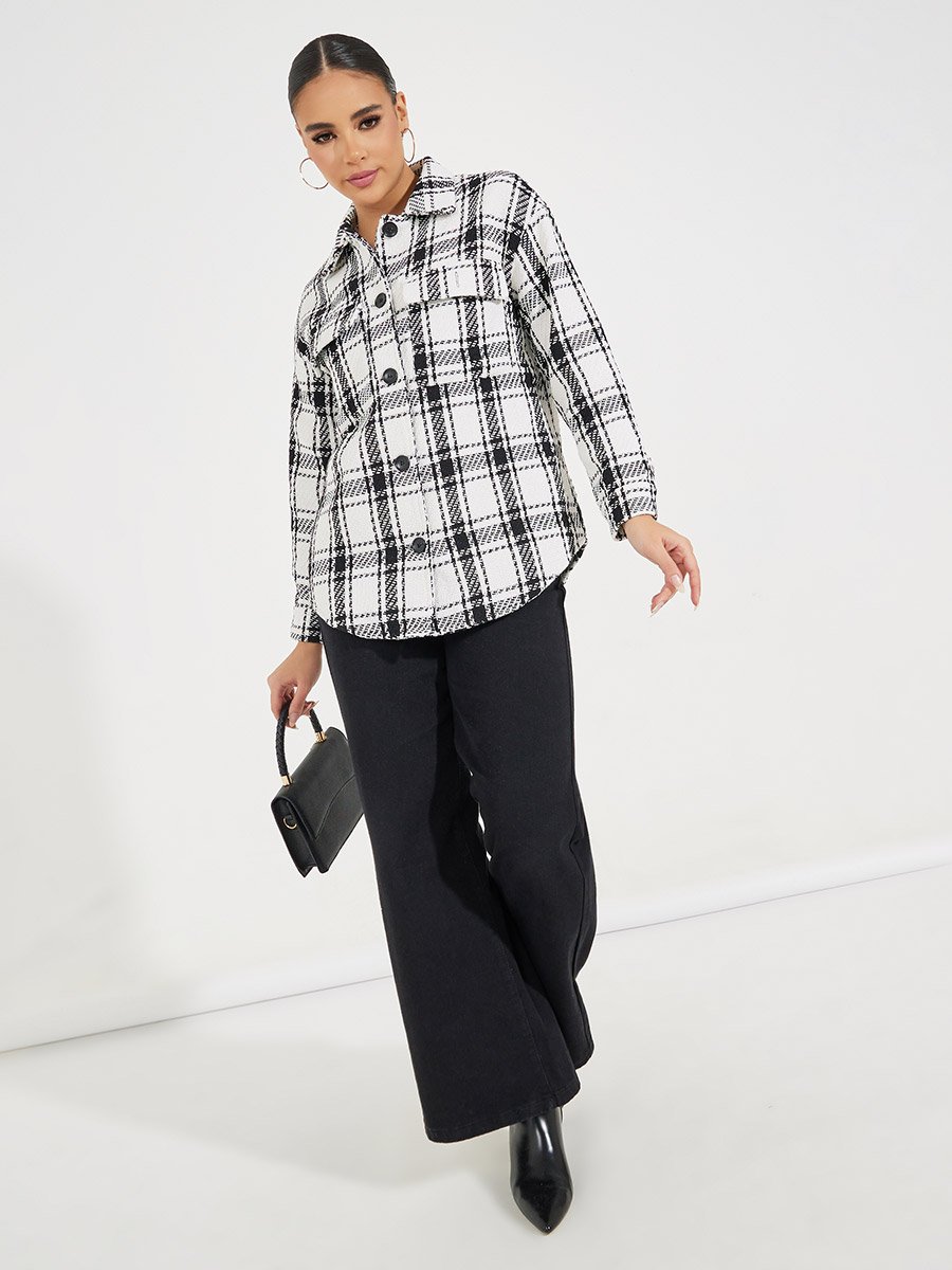Oversized Longline Checked Shacket