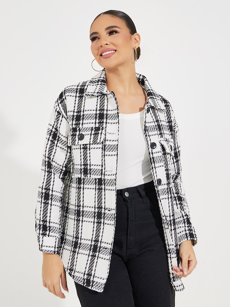 Oversized Longline Checked Shacket