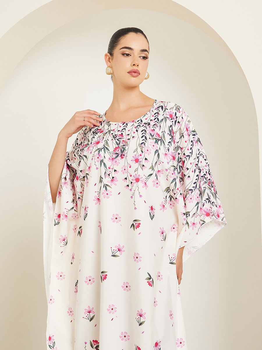 Floral Print Kimono Sleeves Kaftan