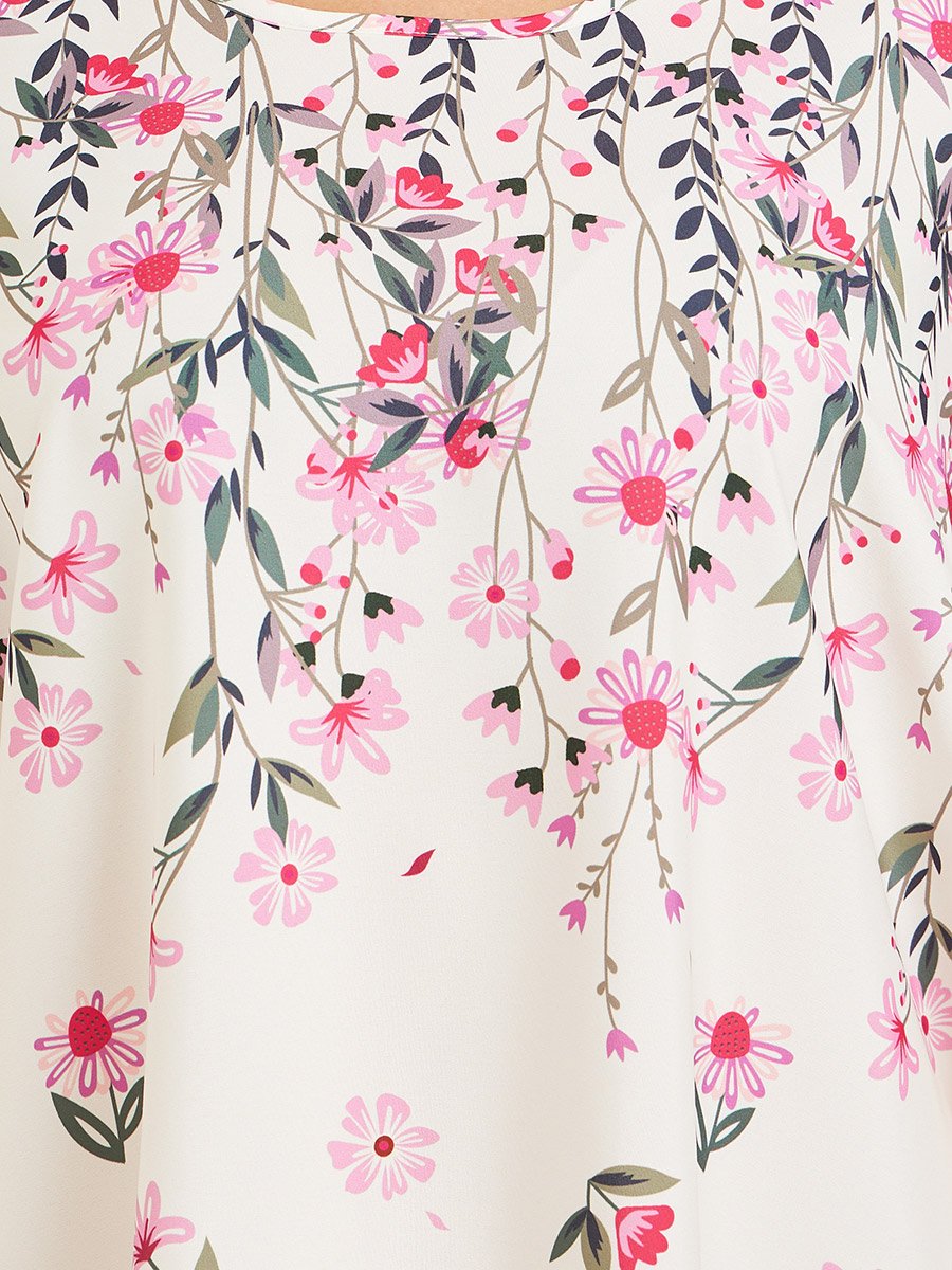 Floral Print Kimono Sleeves Kaftan