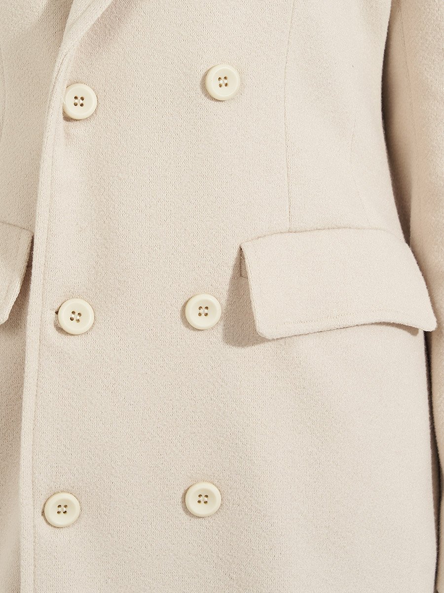 Regular Fit Maxi Wool Like Double Breasted Coat