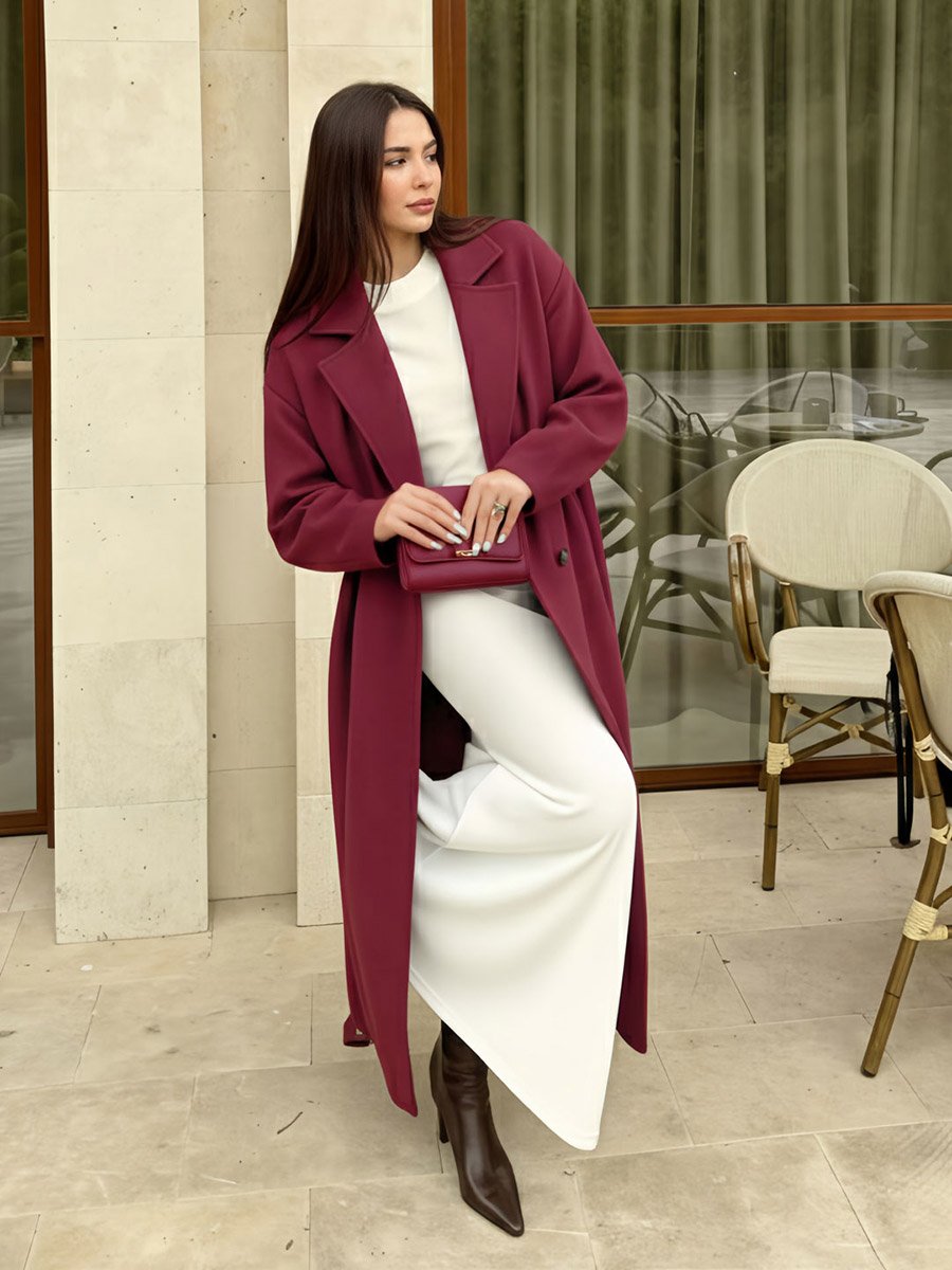 Regular Fit Maxi Length Wool Like Buttoned Coat