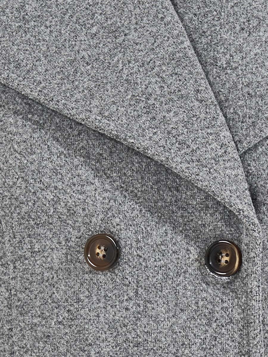Regular Fit Double Breasted Flared Wool Like Coat