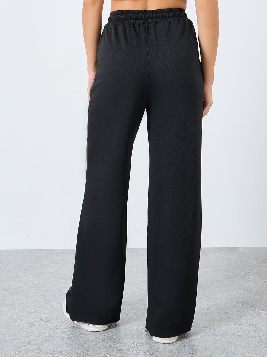 Solid Wide Leg Joggers with Drawstring Waistband
