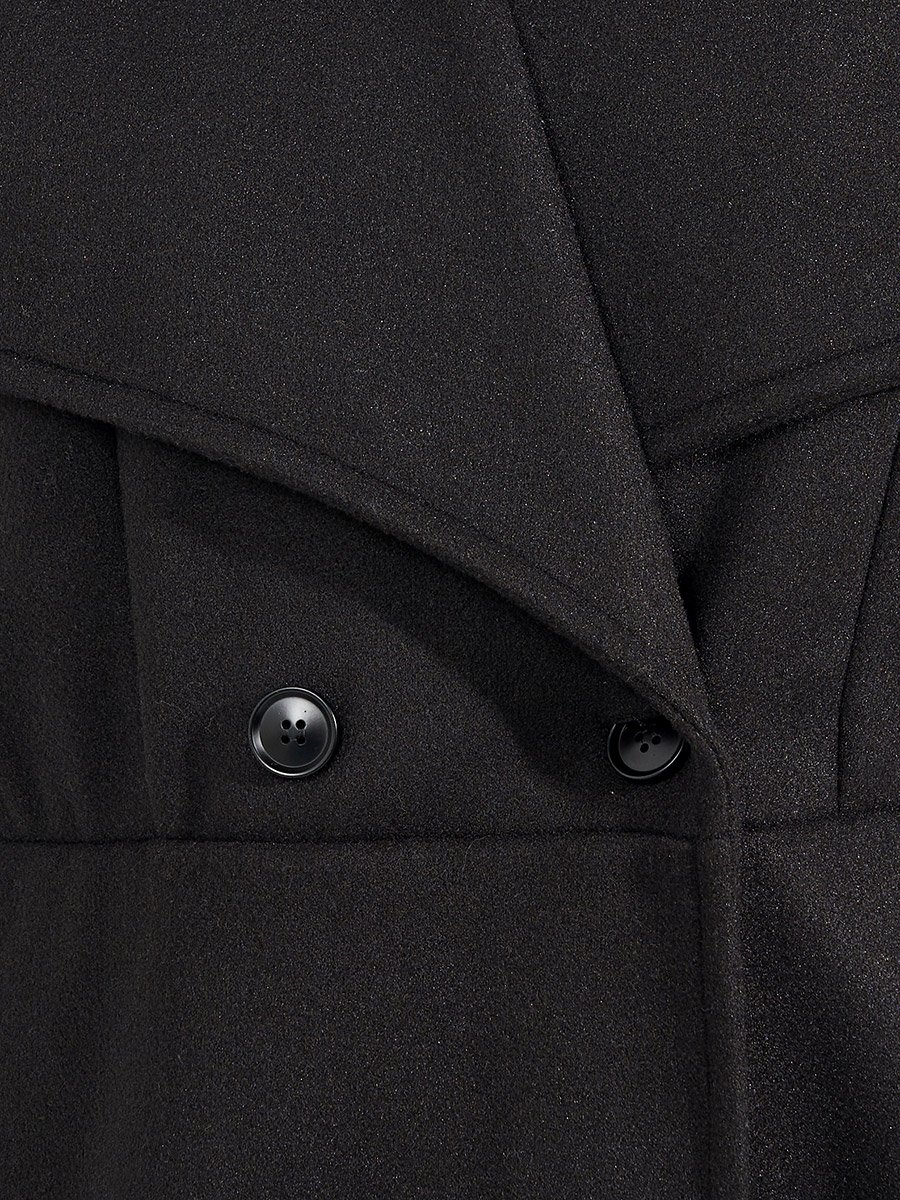 Regular Fit Longline Buttoned Wool Like Coat