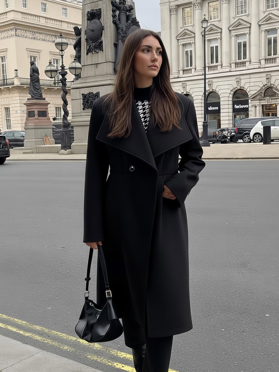 Regular Fit Longline Buttoned Wool Like Coat