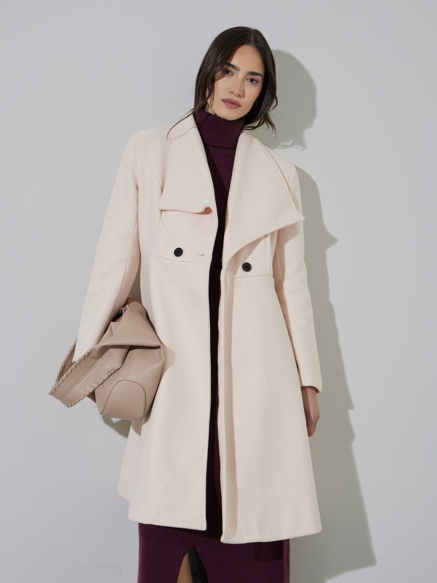 LONG LINE REGULAR FIT BUTTONED WOOL LOOK COAT 105