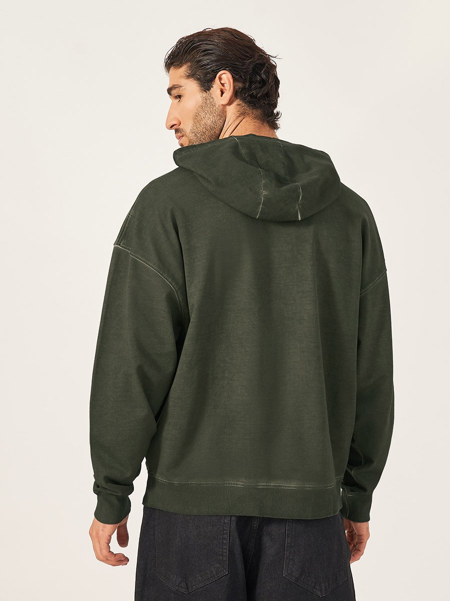 Acid Washed Front Slogan Oversized Hoodie