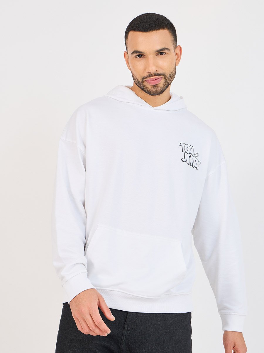 Tom and Jerry Character Print Oversized Hoodie For Men at Saudi