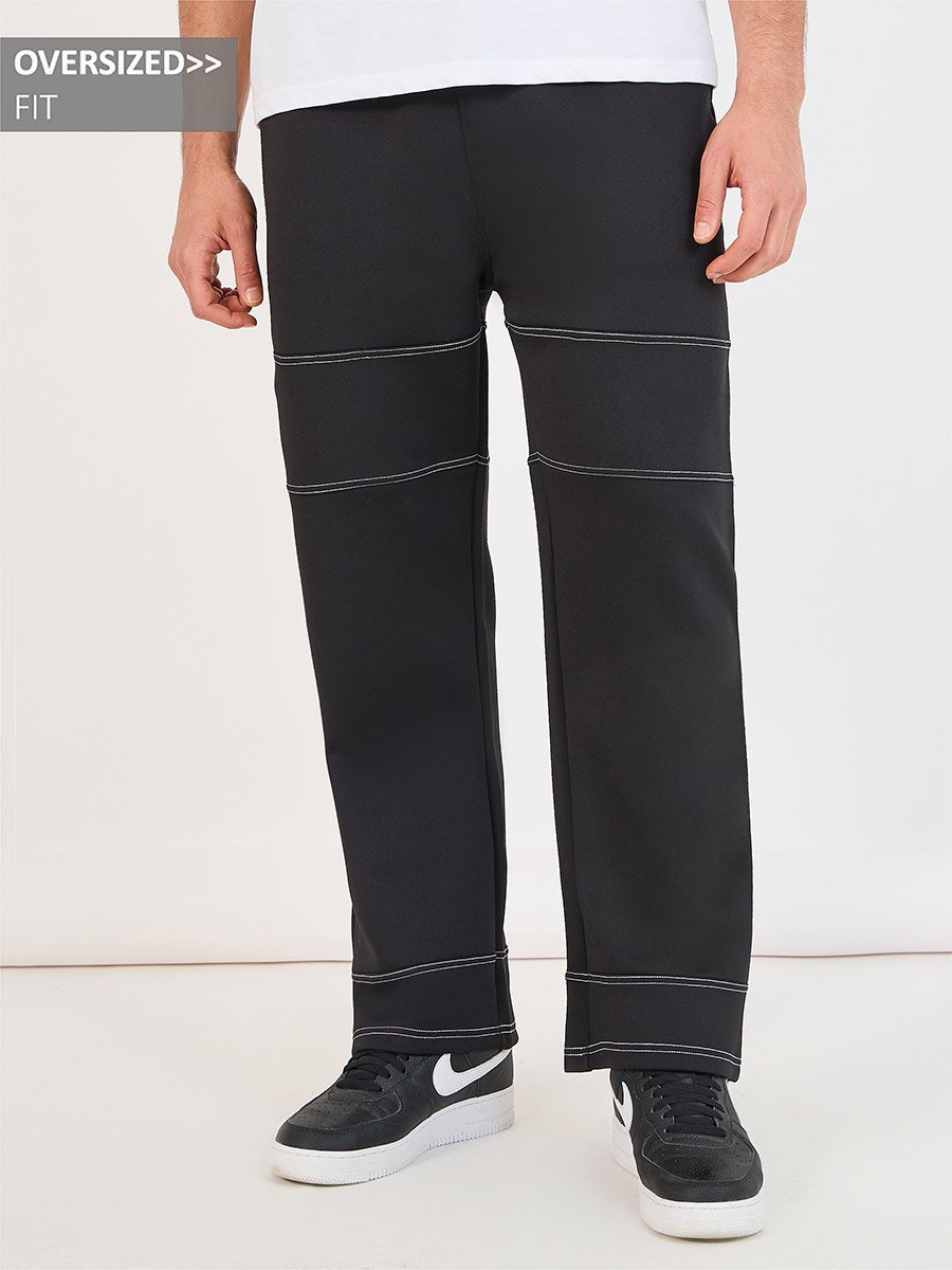 Twin Needle Contrast Stich Oversized Joggers