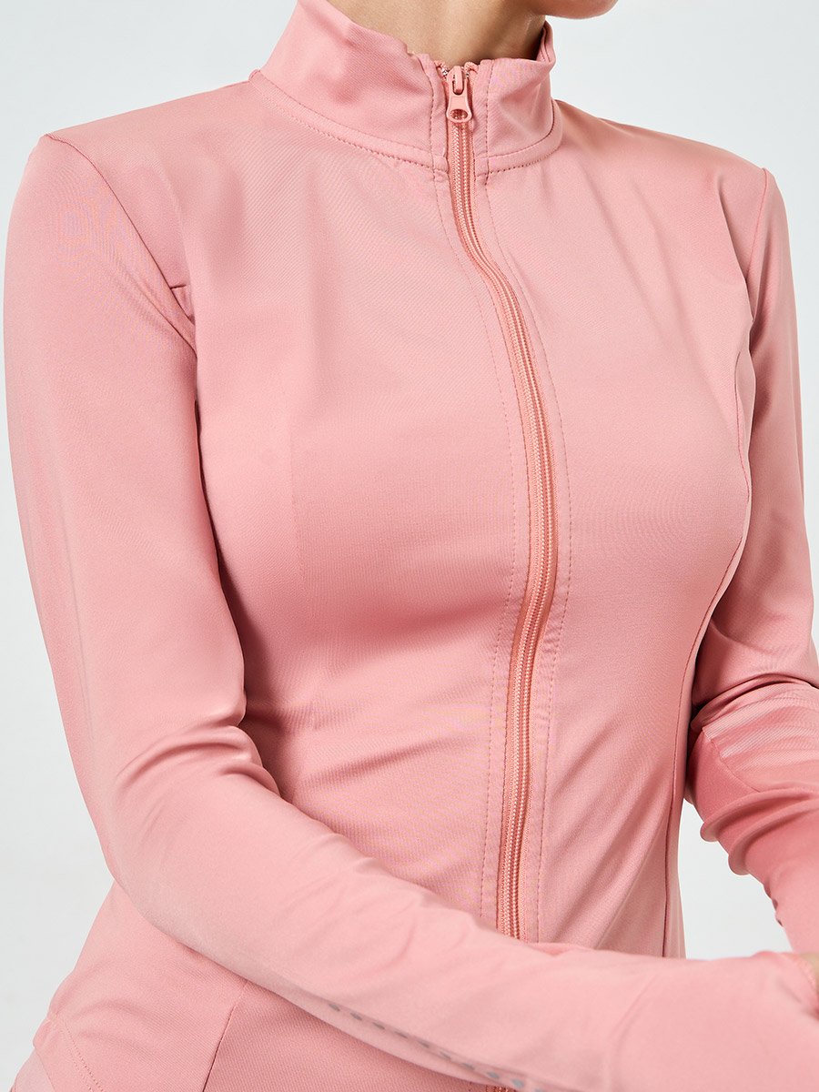 Pink Zip-Up Detail Jacket and  Leggings Set