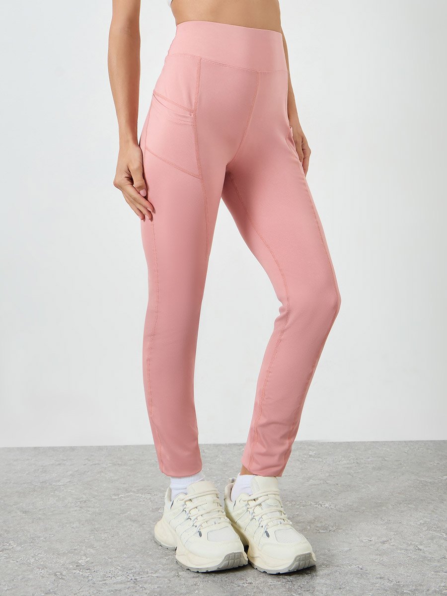 Pink Zip-Up Detail Jacket and  Leggings Set