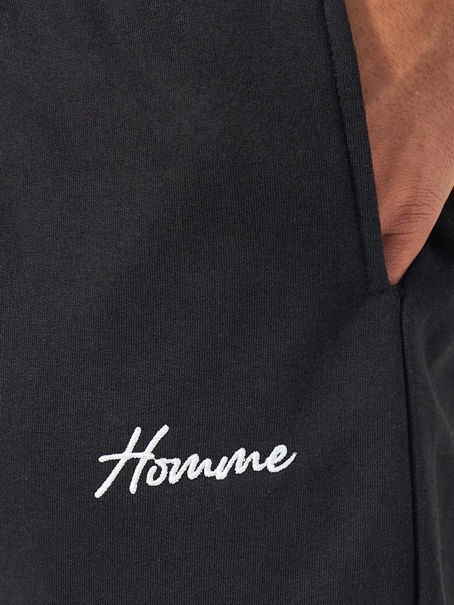 Men Relaxed Open Hem Joggers with Embroidery