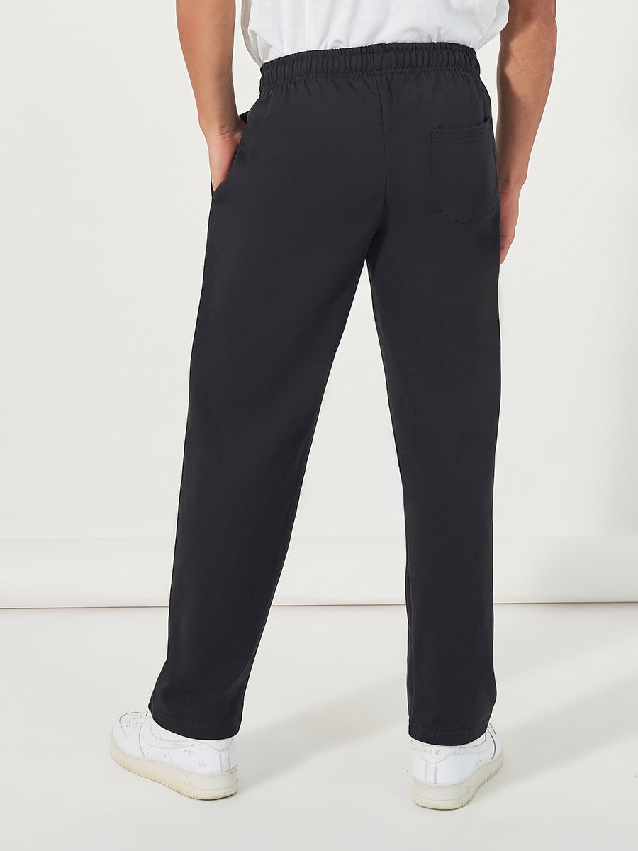 Men Relaxed Open Hem Joggers with Embroidery