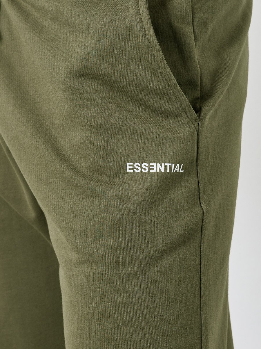 Men Olive Green Essential Slogan Joggers