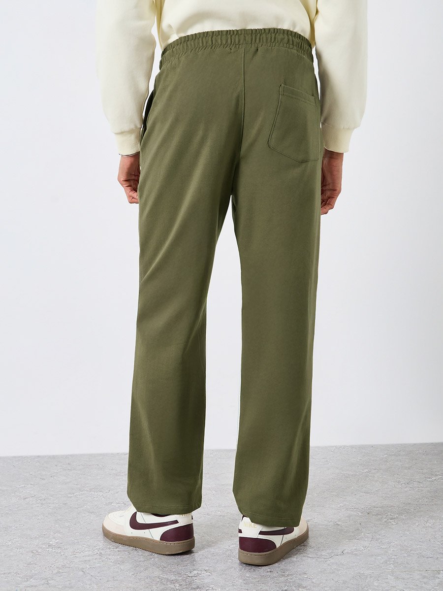 Men Olive Green Essential Slogan Joggers